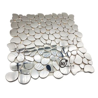 Kieselstein-förmige Silber Spiegel Metall Mosaikfliesen - Für Wohnzimmer/Badezimmer/Esszimmer/Hotel Akzentwand Dekorationsprojekte