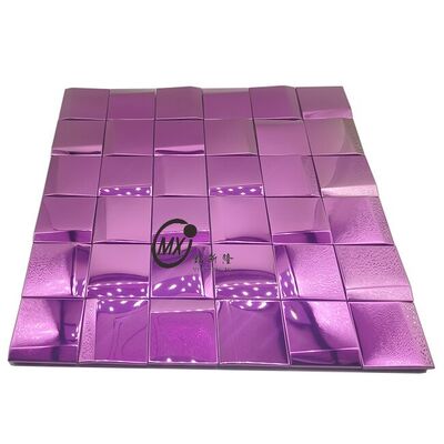 Guter Preis Lila 3D Spiegel Mosaik Fliesen Stick Metall Wand Dekor für Küche Backsplash/Badezimmer Großhandel Innendekoration Materialien Online