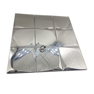 Wholesale 3D Stainless Steel Metal Mosaic Tiles - Polished Silver Square Mosaic For Wall Commercial Interior Decoration