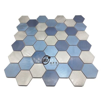 Guter Preis Blau & Silber gemischte, gebürstete Metall-Hexagon-Mosaikfliesen - Hotel-/Küchen-/Badezimmer-Wand- und Bodendekorfliesen Online