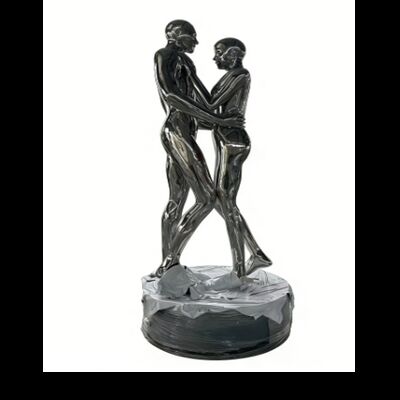 Guter Preis Moderne Kunst Charakter Skulptur Custom Glasfaser / Edelstahl Spiegel Splitter Menschenstatue für Park Szenenort im Freien Online