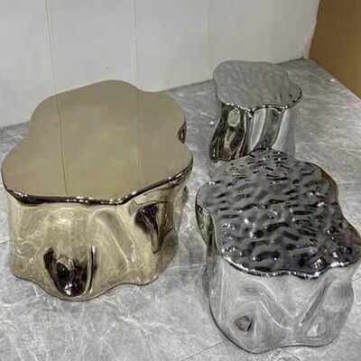 Guter Preis Leichter Luxus galvanisierter hohler Wolken 201 304 Spiegel/polierter Edelstahl-Couchtisch Online