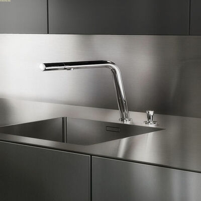 5mm/6mm/8mm/10mm 304Sandblasted Kratzfeste Edelstahl-Schreibtisch mit Waschbecken